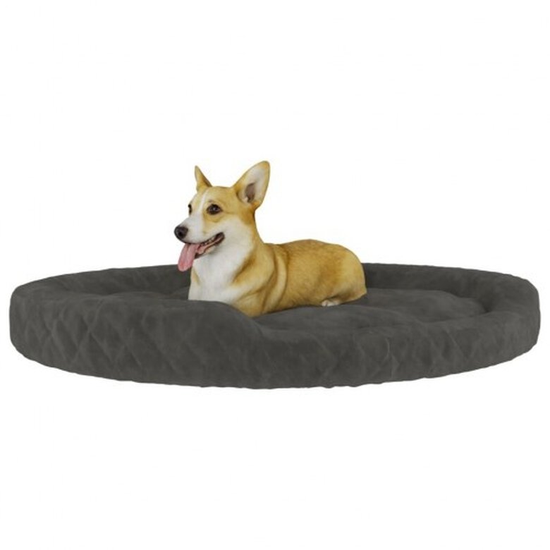 Vidaxl cama redonda acolchada gris oscuro para perros, , large image number null