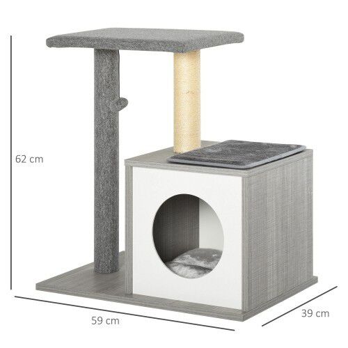 PawHut Rascador  de 3 niveles para gatos color Gris, , large Imagen numero 3