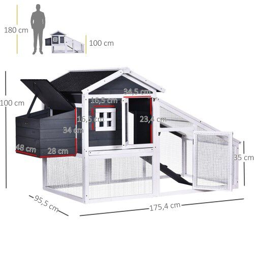 PawHut Gallinero de Madera Exterior, , large Imagen numero 2