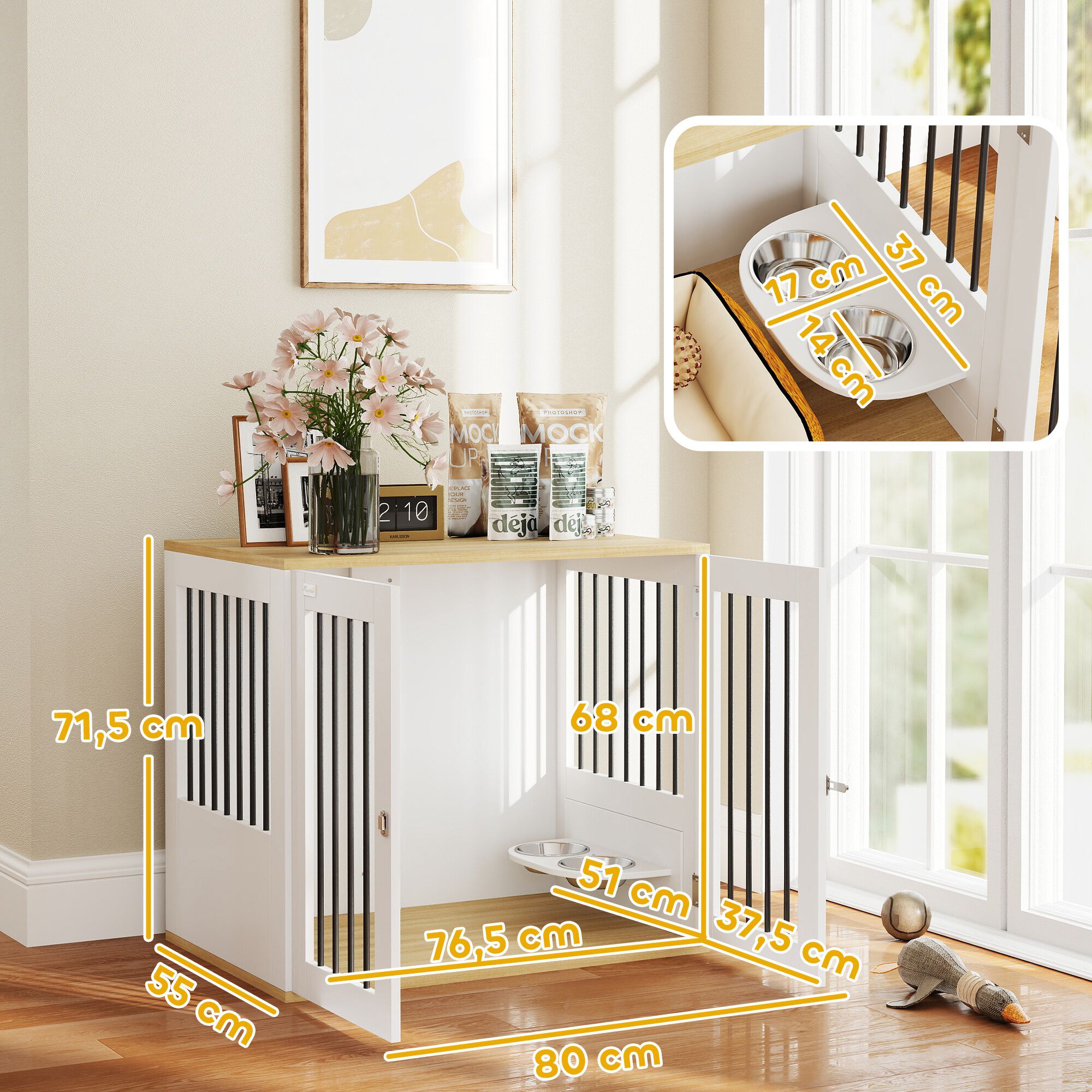 PawHut Jaula para Perros Blanco thumbnail