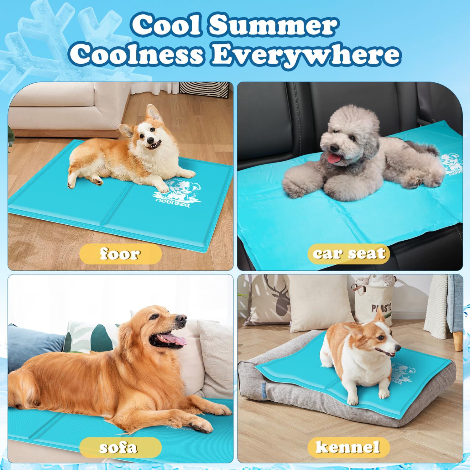 Nobleza Alfombrilla Refrescante para Perros y Gatos &ndash; Estampado, Gel Activado por Presi&oacute;n, Auto-refrigerante &ndash; Tama&ntilde;o: 110x70 cm &ndash; Azul Claro, , large Imagen numero 5