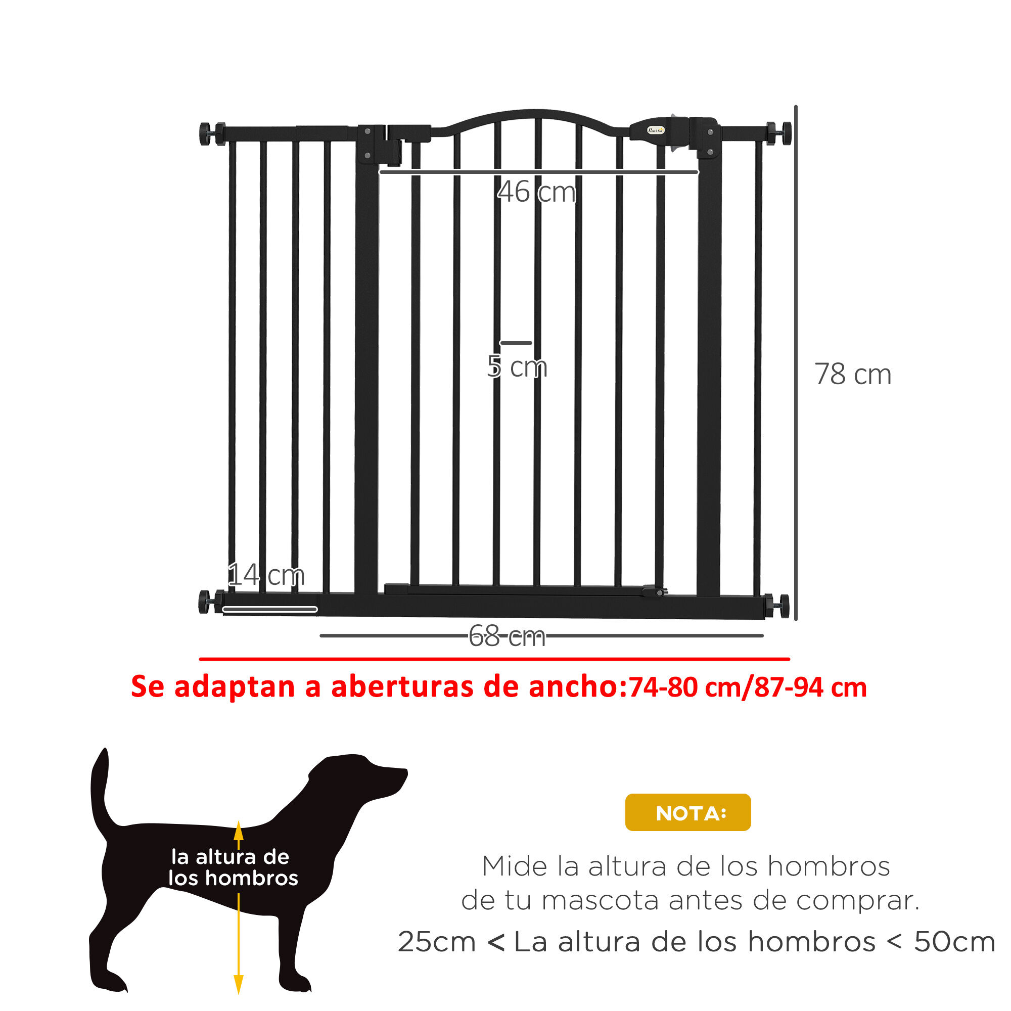 PawHut Barrera para Perros Negro, , large Imagen numero 8