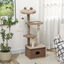 PawHut Árbol Rascador para Gatos Altura 133 cm Árbol para Gatos Torre para Gatos con Nido Plataformas Bola Colgante y Poste de Yute Café, , large indicador imagen numero 3