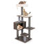 COSTWAY Árbol Multinivel para Gatos de 6 Niveles, Torre con Condominio de Cerca, Percha Superior Acolchada Desmontable, Postes Rascadores, Pompón Colgante con Campana (81 x 60 x 143 cm), , large indicador imagen numero 1
