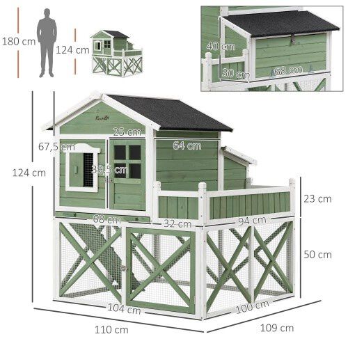 PawHut Gallinero de Madera de 2 Niveles para gallinas, , large Imagen numero 3