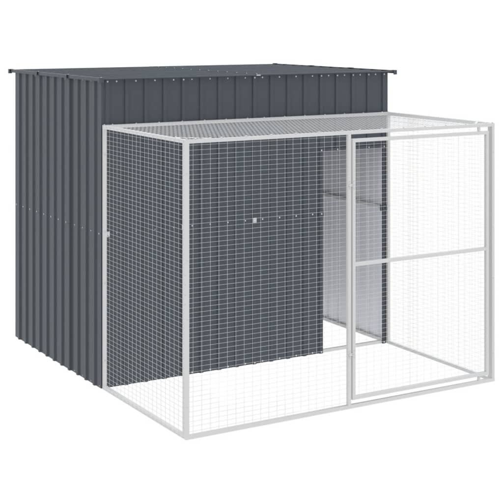 vidaXL Caseta perros con corral acero galvanizado gris 214x1069x181 cm, , large Imagen numero 19