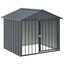 vidaXL Caseta perros con tejado acero galvanizado negro 117x103x102 cm, , large indicador imagen numero 1