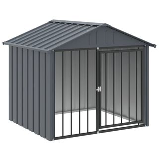 VidaXL Caseta con tejado de acero galvanizado color negro para perros
