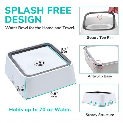 Edipets bebedero flotante antisalpicaduras y antideslizante blanco para perros, , large Imagen numero 3