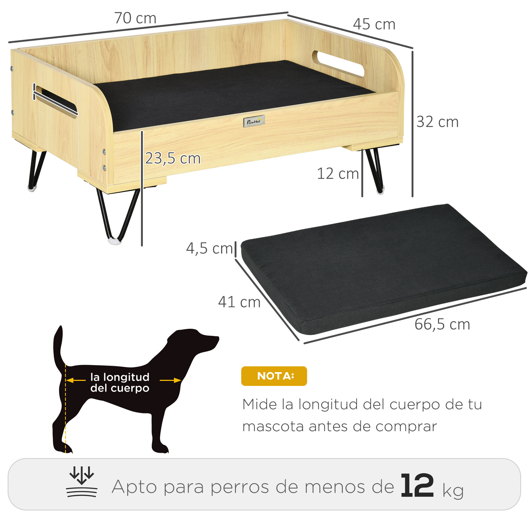 PawHut Sof&aacute; de Madera para Perros Gatos, , large Imagen numero 3