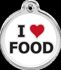 Placa identificativa Acero Inoxidable I love Food Blanco para perros