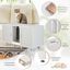 COSTWAY Cajas de Arena para Dos Gatos, Casa de Baño Oculto para Mascota con 2 Puertas, Arenero Cubierto con Entrada Sinuosa y Tablero Rascador, Mesa Auxiliar para Gatos 120 x 52 x 65 cm (Gris), , large indicador imagen numero 4