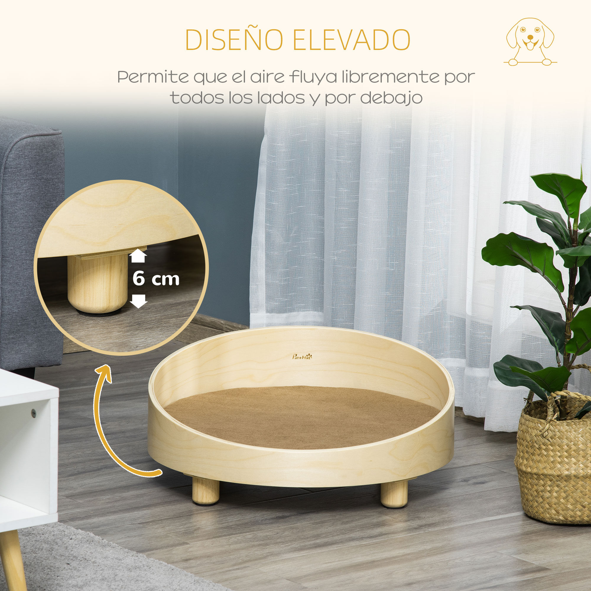 PawHut Cama de Madera para Perros Gatos, , large Imagen numero 5