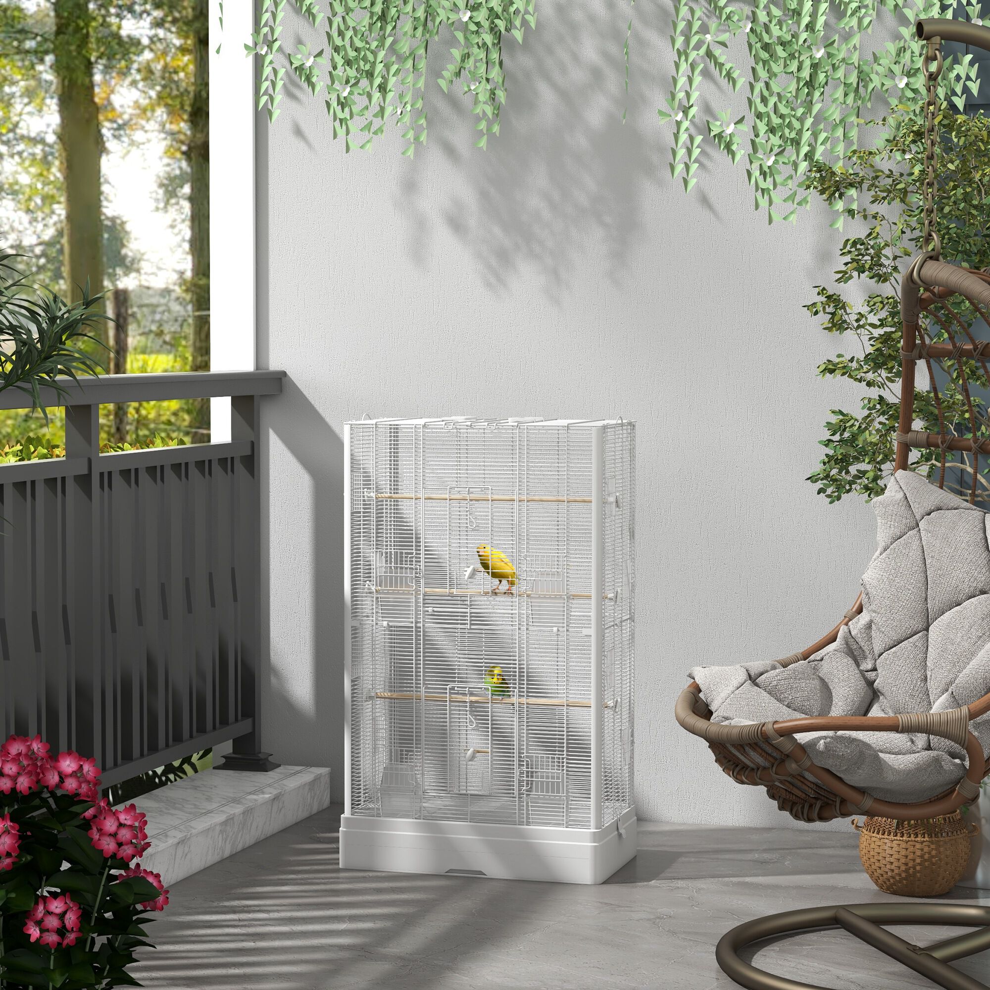 Pawhut Jaula Con Puertas Bandeja Extraíble Para Ninfas thumbnail