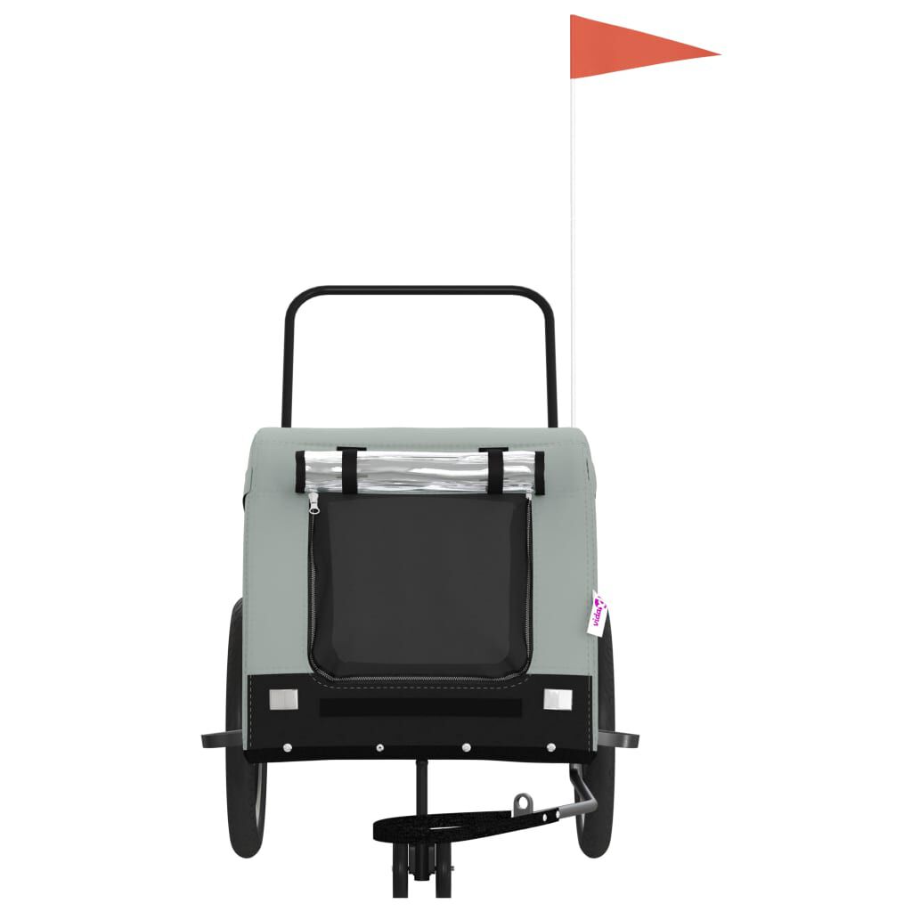 vidaXL Remolque de bicicleta para perros hierro tela Oxford gris negro, , large Imagen numero 2