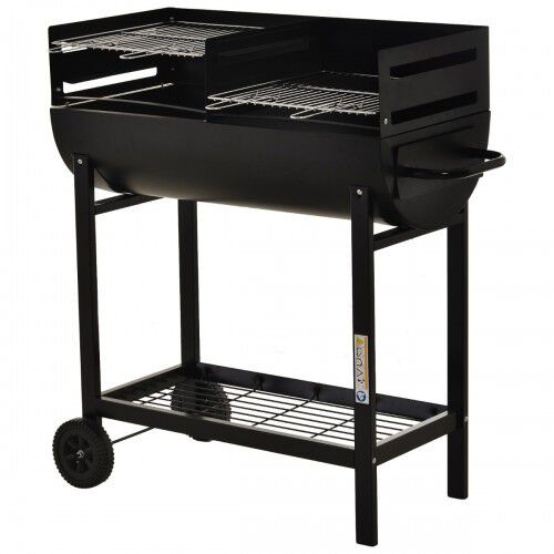 Barbacoa de 2 parrillas Outsunny para jard&iacute;n color Negro, , large Imagen numero 2