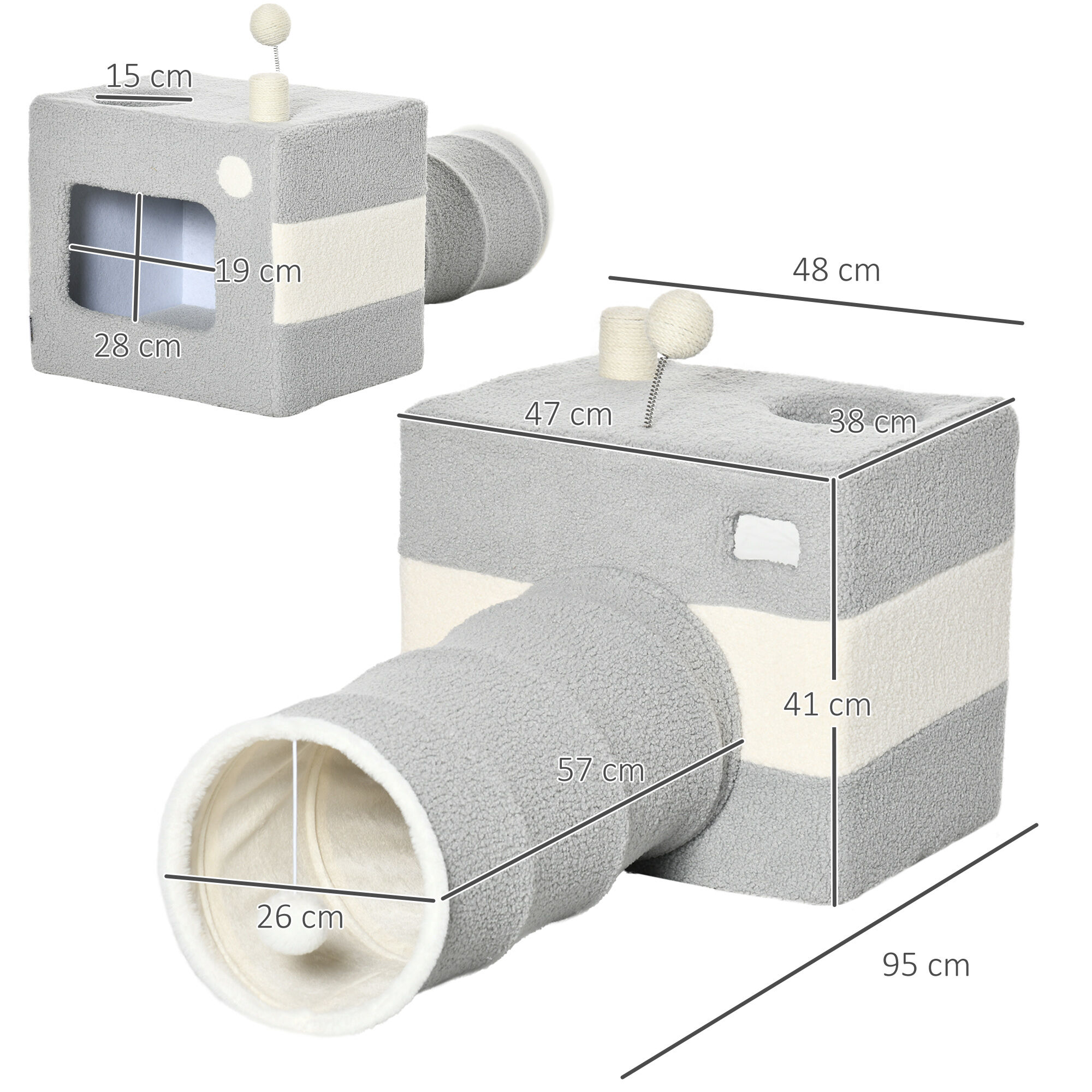 PawHut T&uacute;nel para Gatos con Cueva Tubo de Juguete para Mascotas, , large Imagen numero 3