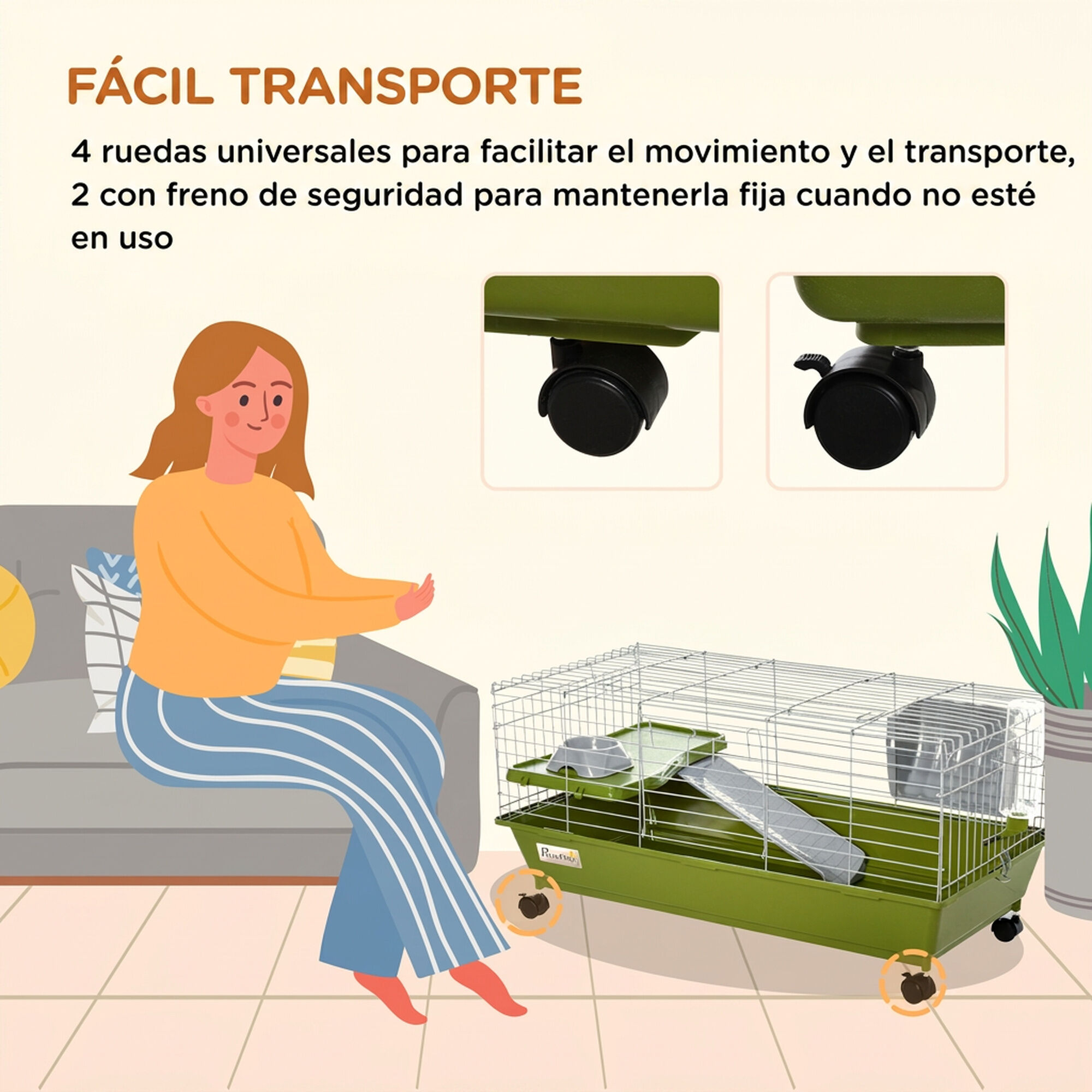 PawHut Jaula Animales Peque&ntilde;o Verde, , large Imagen numero 5