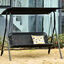 Outsunny Columpio de Jardín de Exterior de 2 Plazas Silla Balancín con Parasol Techo Ajustable en Ángulo Terraza Balcón Exterior Carga 200 kg 172x110x155 cm Negro, , large indicador imagen numero 2