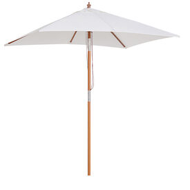 Outsunny Sombrilla de Jardín 200x150x235 cm Rectangular Inclinable con Anti-UV Impermeable y Poste de Madera Crema
