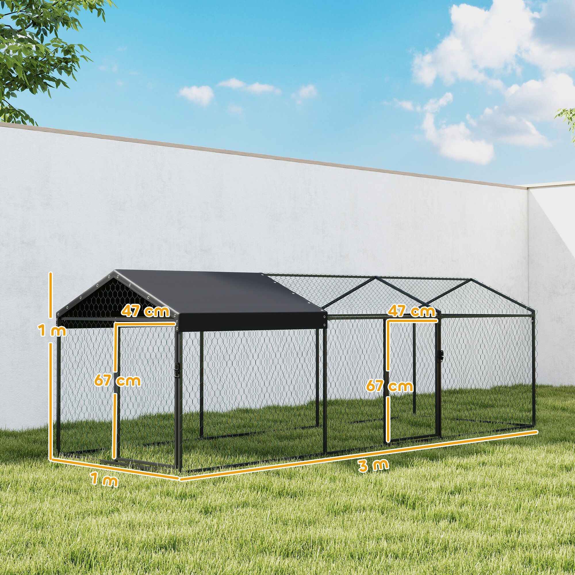 PawHut Gallinero para Exterior Negro, , large Imagen numero 3