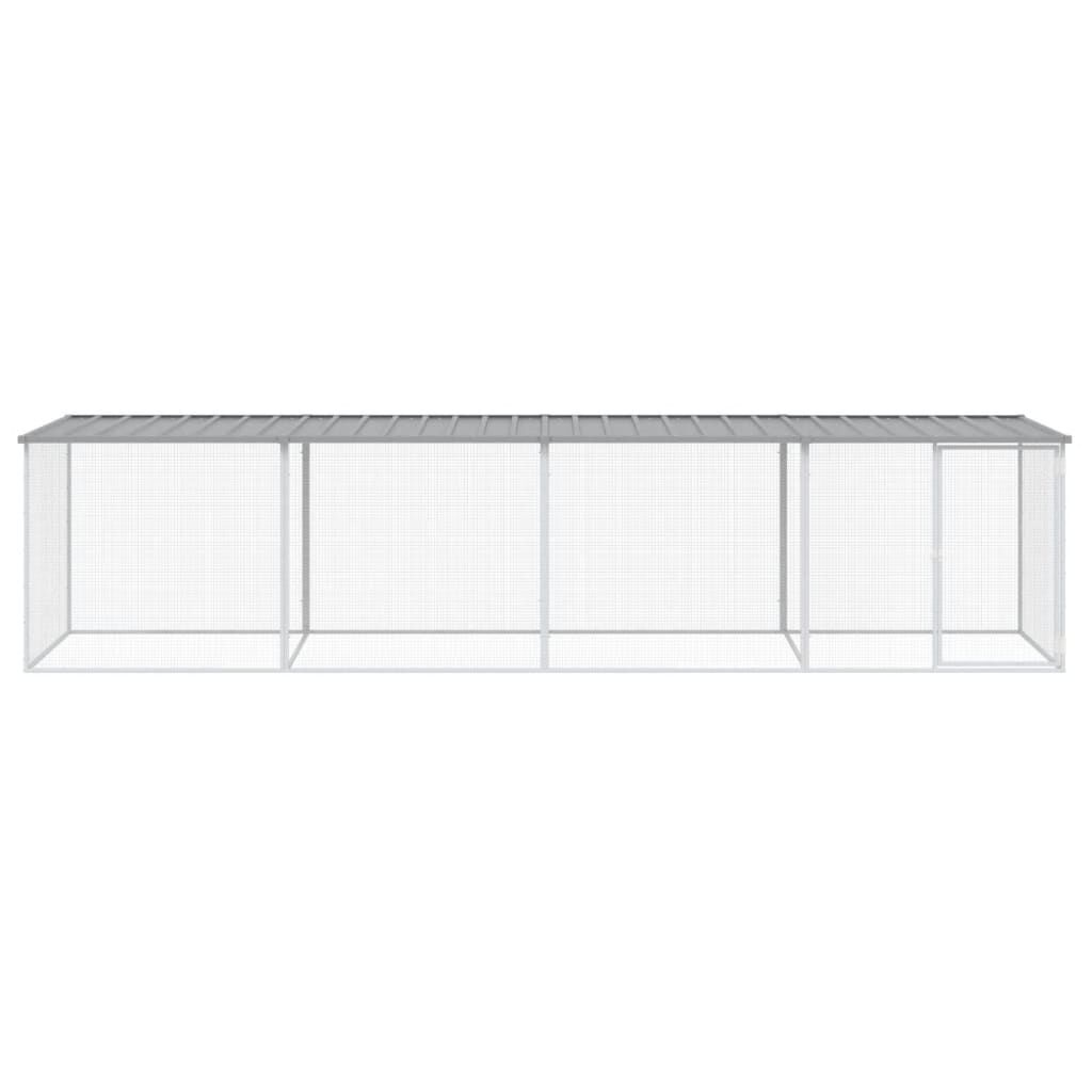 vidaXL Gallinero con techo acero galvanizado color gris claro para gallina thumbnail