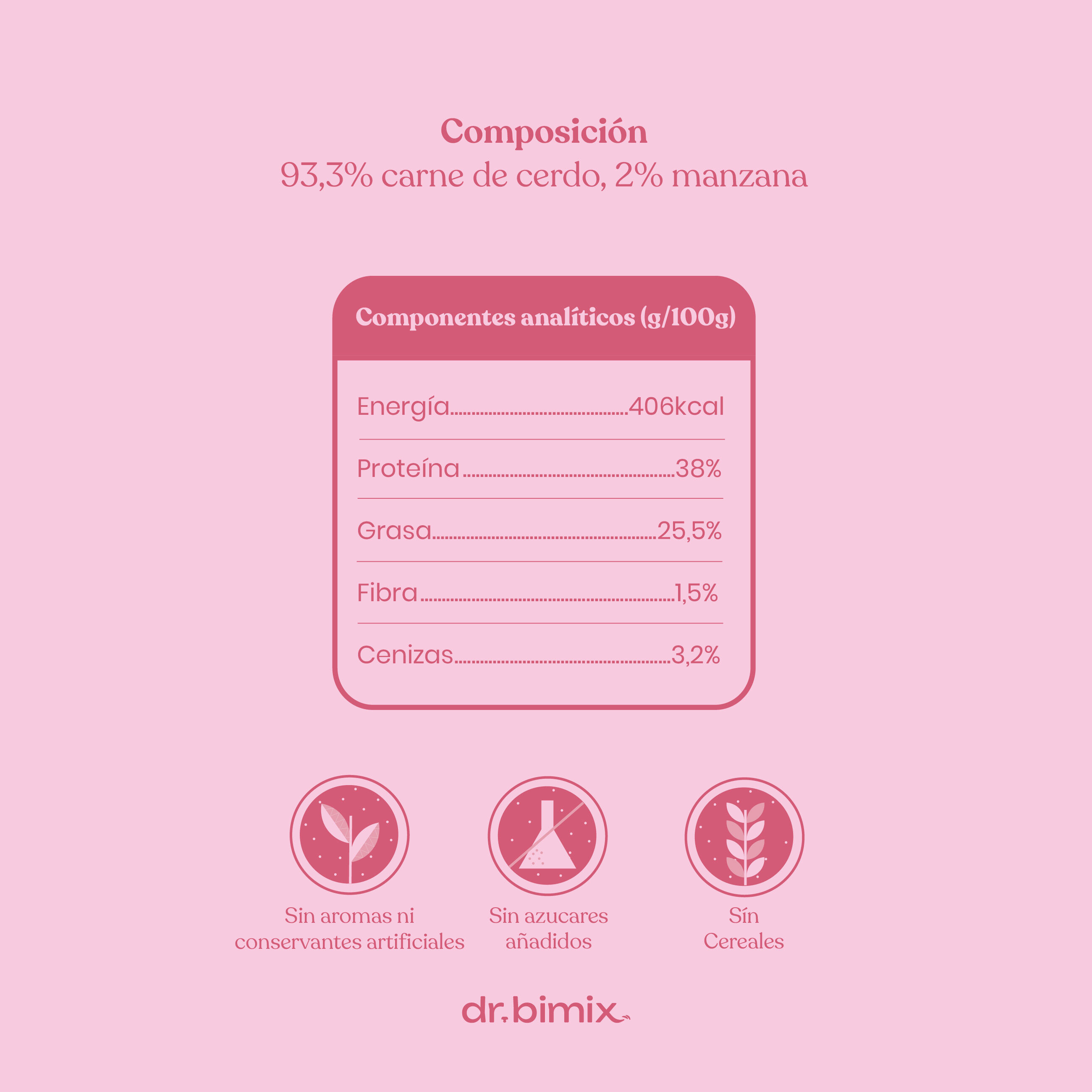 dr.bimix Barritas de 93,3% Cerdo con 2% Manzana para Perros | Snack Natural Premium, , large Imagen numero 5