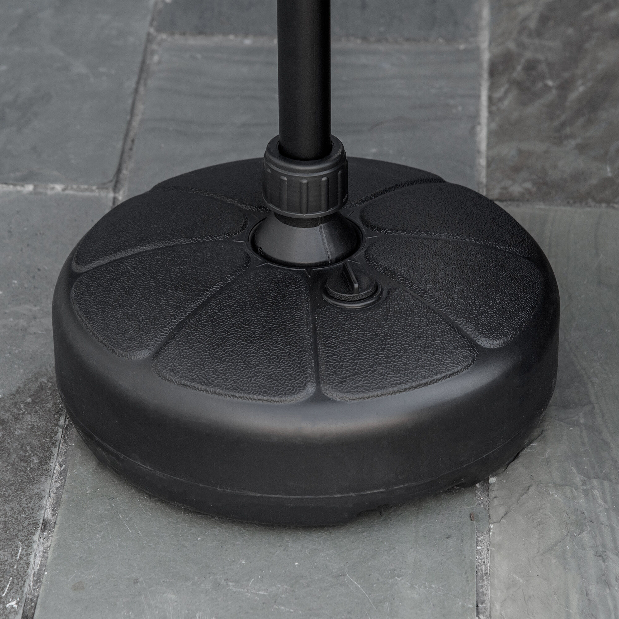 Outsunny Base de Sombrilla Rellenable de Agua 13 kg o Arena 19 kg Soporte de Parasol Redondo Apto Postes de &Oslash;32-38 mm para Jard&iacute;n Patio Terraza &Oslash;38x21,5 cm Negro, , large Imagen numero 2