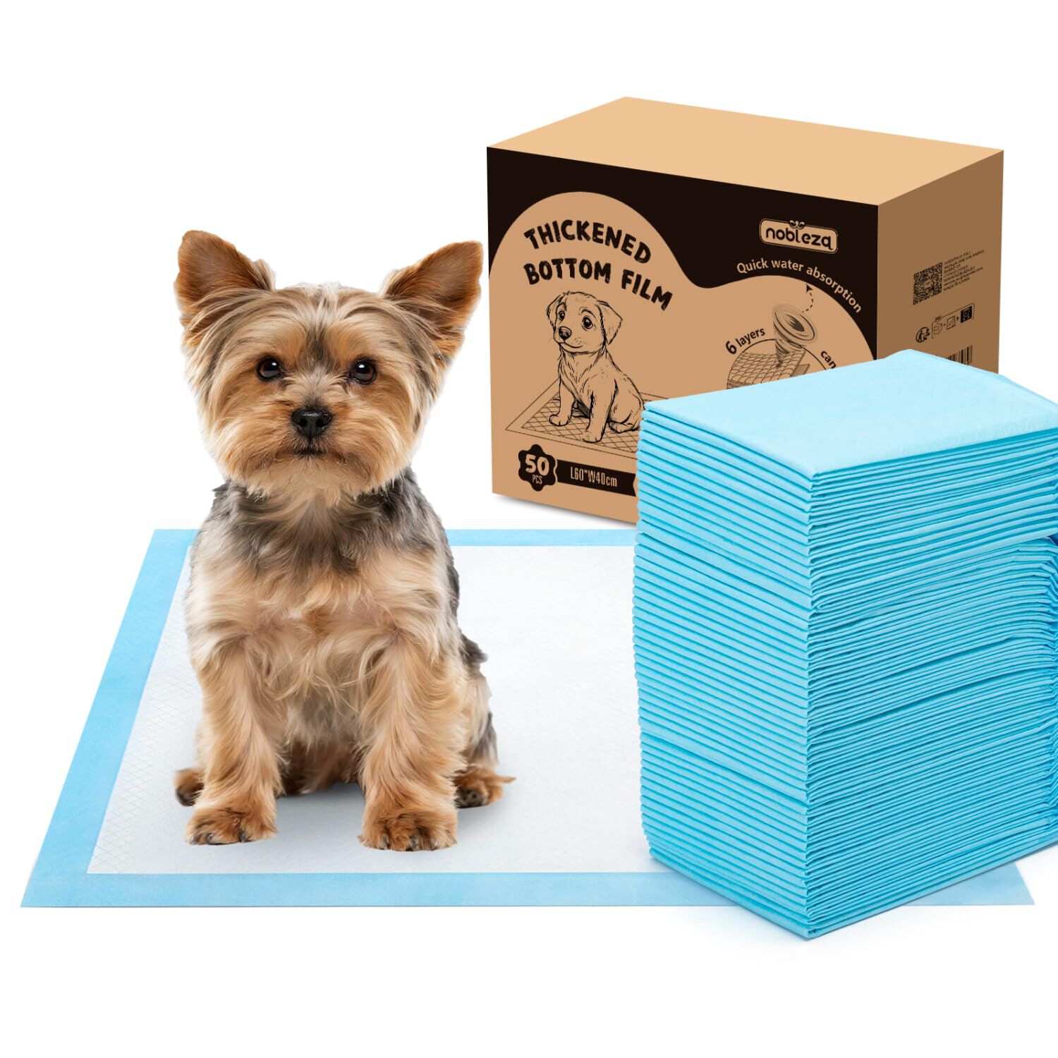 Nobleza Empapadores Perros 60x90cm Pañales Desechables para Perros, 50 Unidades Alfombra Toallas Higiénica Absorbente y Antifugas Empapadores para Mascotas,Empapadores Perros thumbnail