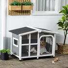 PawHut Caseta para Perros de Madera 101x66,5x70,5 cm Casa para Mascotas con Techo Abatible Frontal de Acrílico Puerta con Cortina y Fondo Extraíble Gris Oscuro., , large image number null
