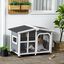 PawHut Caseta para Perros de Madera 101x66,5x70,5 cm Casa para Mascotas con Techo Abatible Frontal de Acrílico Puerta con Cortina y Fondo Extraíble Gris Oscuro., , large indicador imagen numero 2