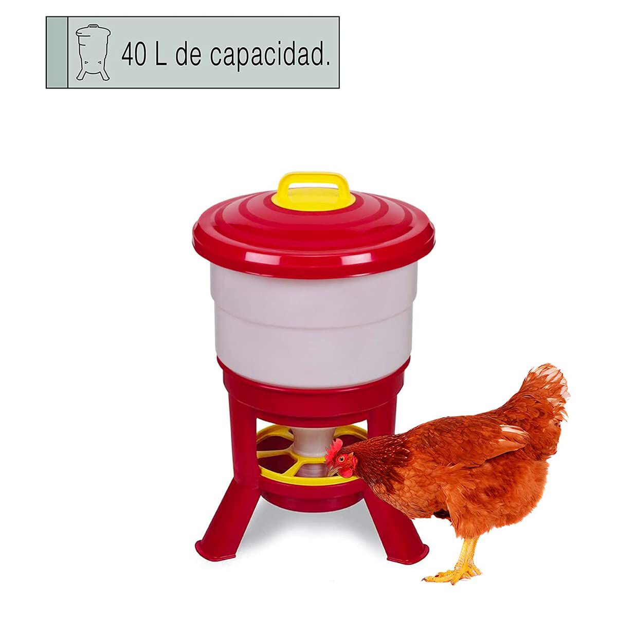 Tolva Gallinas SILO Premium 40 L - Comedero Grande con Patas para Aves de Corral - Tolva de Gran Capacidad para Gallinas, Fabricada en pl&aacute;stico Resistente, , large Imagen numero 4