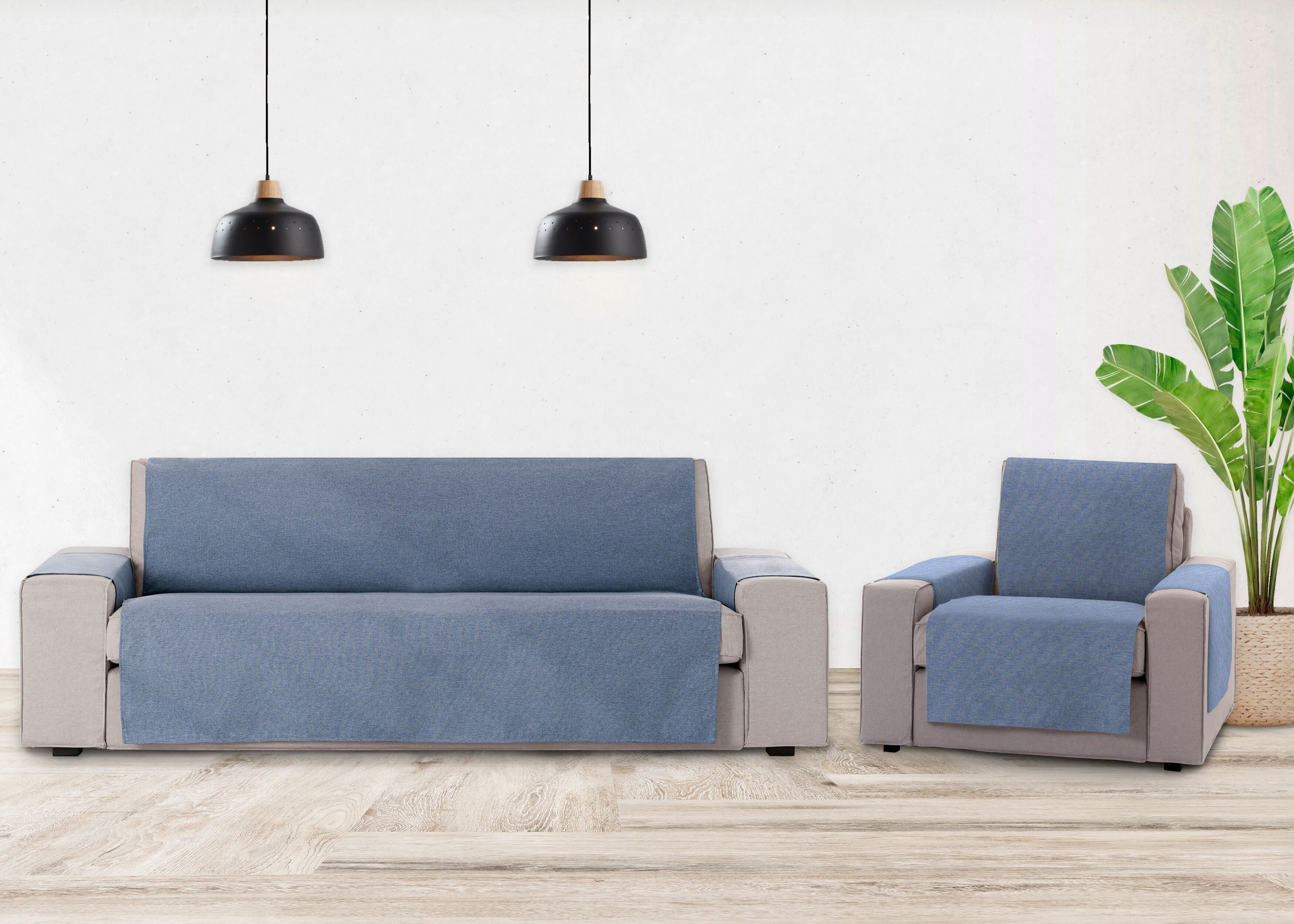 Vipalia Protector Cubre Sof&aacute; 1 Plaza / Relax Color Azul Modelo Brisa, , large Imagen numero 4