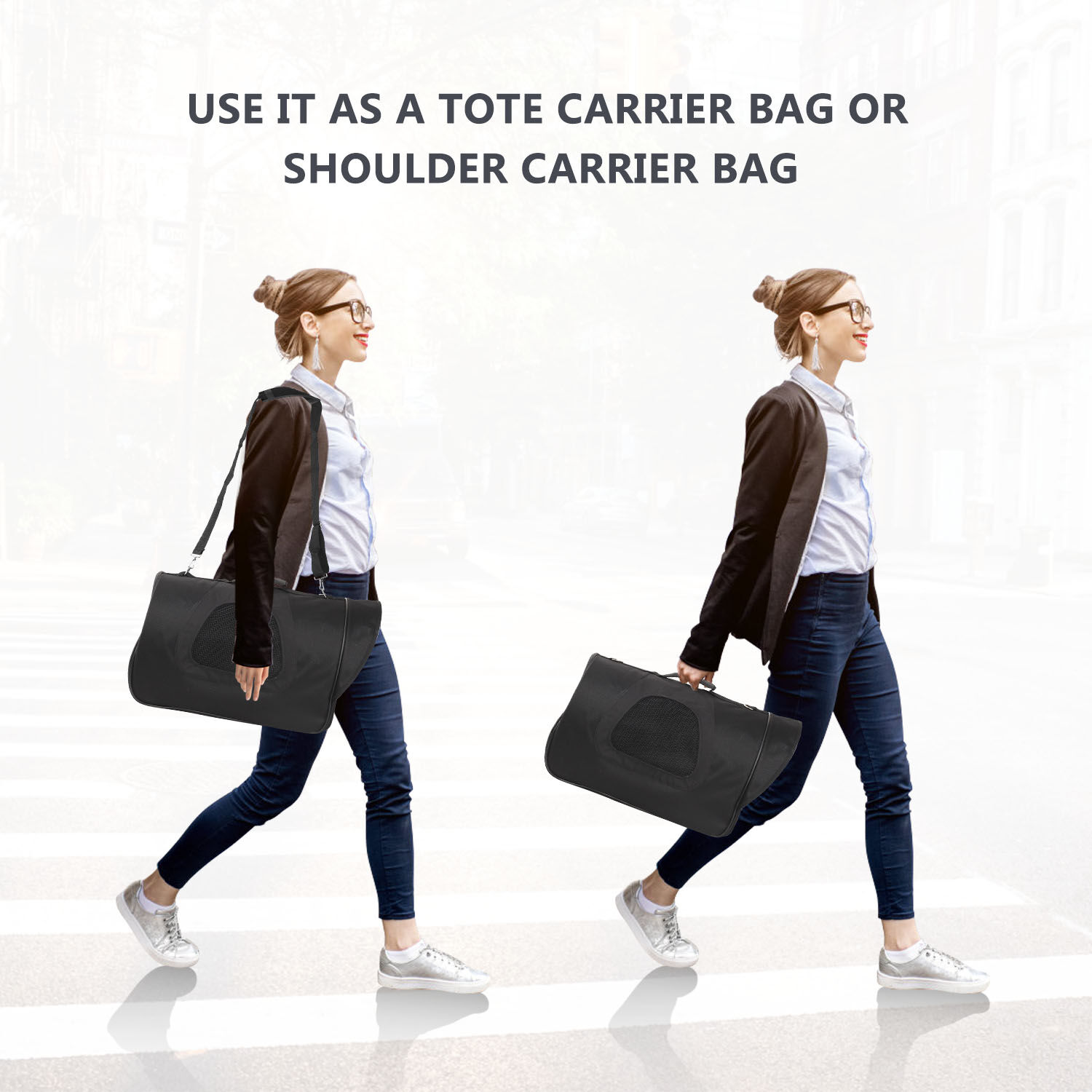 Nobleza - Bolso Transport&iacute;n de Viaje Plegable para Perros y Gatos, Tela Oxford, Color Negro, Talla S, (34*21*22)cm, , large Imagen numero 8