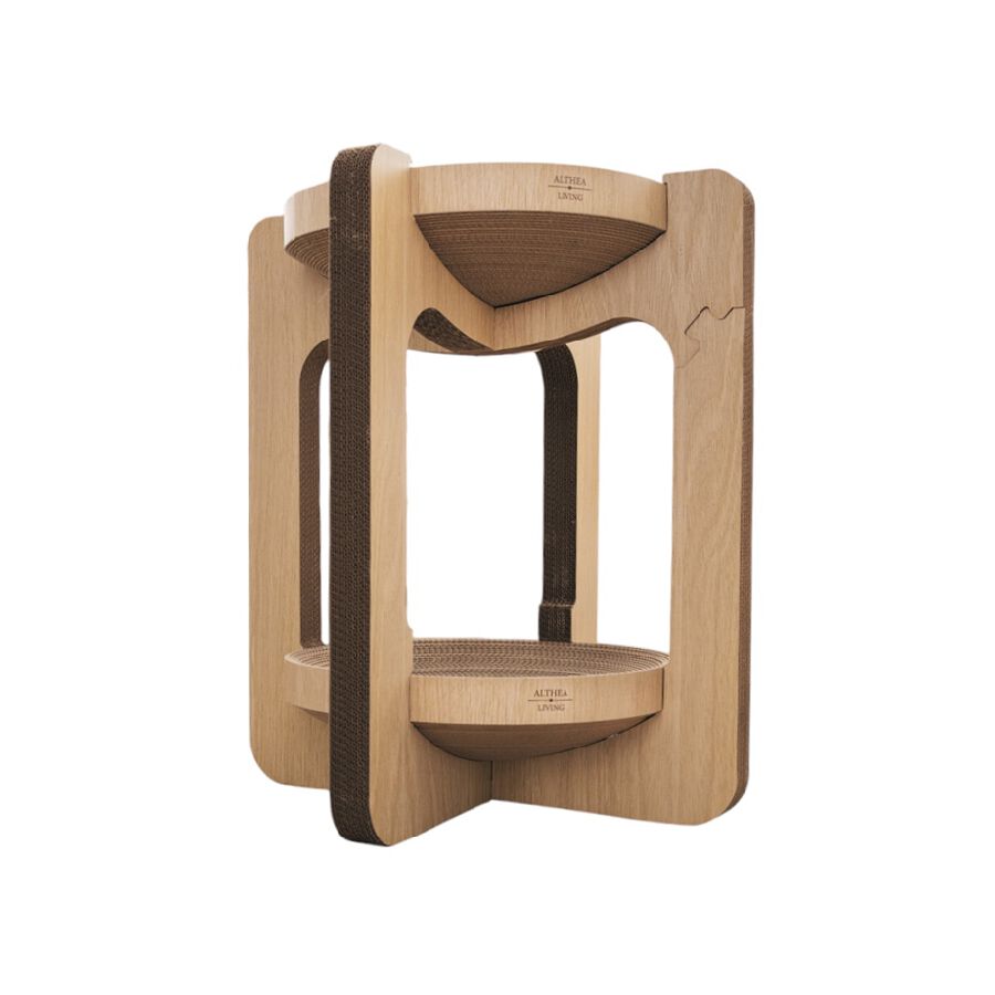 Althea Living - Rascador torre para gatos, cartón corrugado, 2 alturas, reversible thumbnail