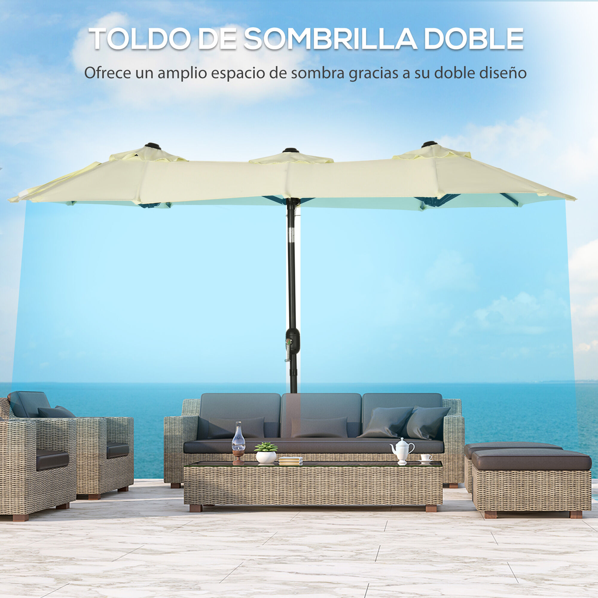Outsunny Sombrilla Doble 285x147x227 cm thumbnail