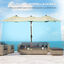 Outsunny Sombrilla Doble 285x147x227 cm Sombrilla de Jardín con Inclinación de 45° Manivela Costillas de Acero y 3 Orificios de Ventilación para Terraza Balcón Piscina Beige, , large indicador imagen numero 4