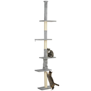 PawHut Árbol Rascador con Múltiples Plataformas Gris Claro para gatos