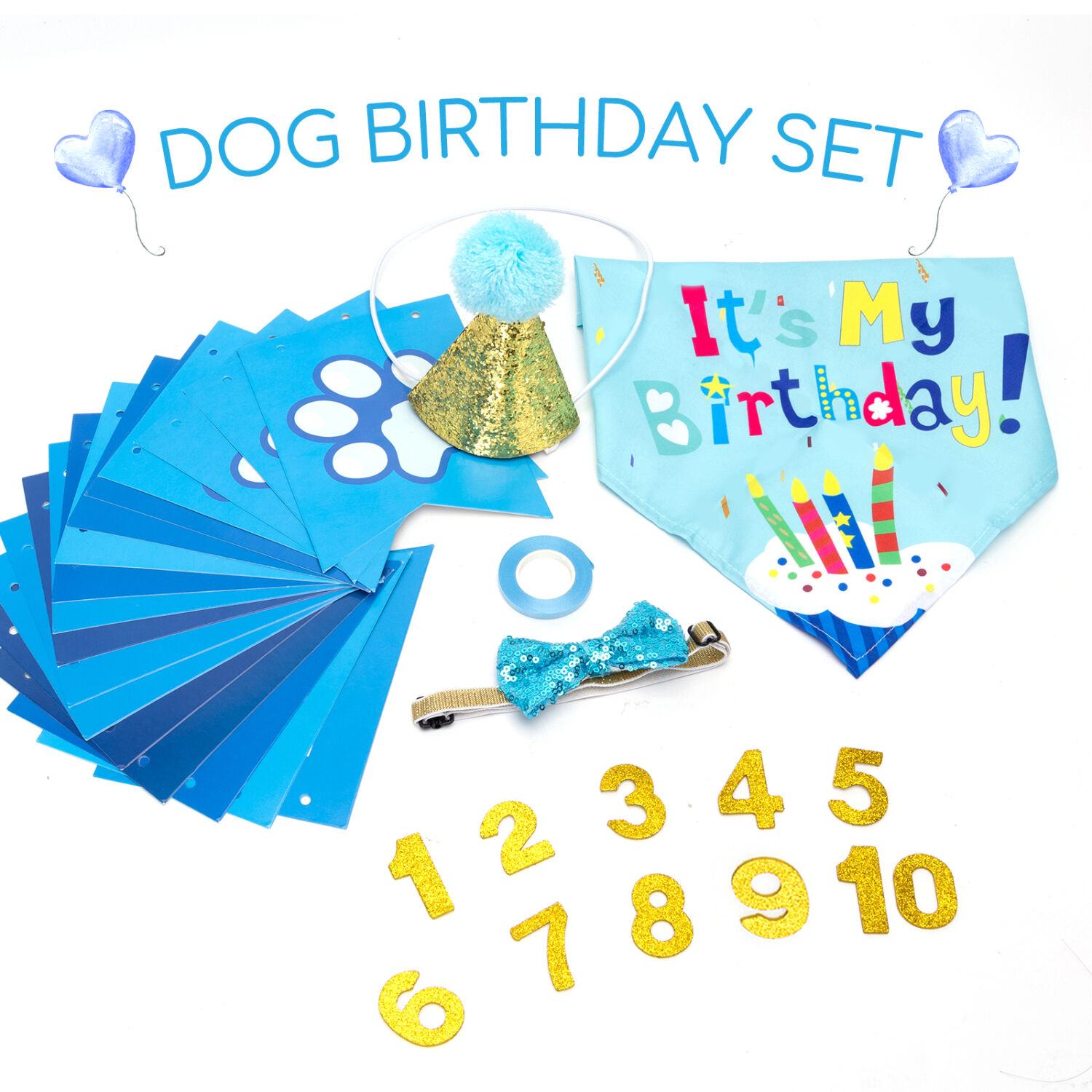 Nobleza - Set de Cumplea&ntilde;os para Mascotas, Tri&aacute;ngulo de Pa&ntilde;uelo de Cumplea&ntilde;os para Perros,Sombrero Pa&ntilde;uelo Banner de Cumplea&ntilde;os para Perros, para La Decoraci&oacute;n de La Fiesta de Cumplea&ntilde;os de Mascotas, , large Imagen numero 5