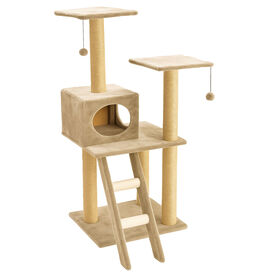 TORRE RASCADOR PARA GATOS EN 4 NIVELES BEIGE CON ESCALERA 49x41x113cm WUAPU MODELO CADI