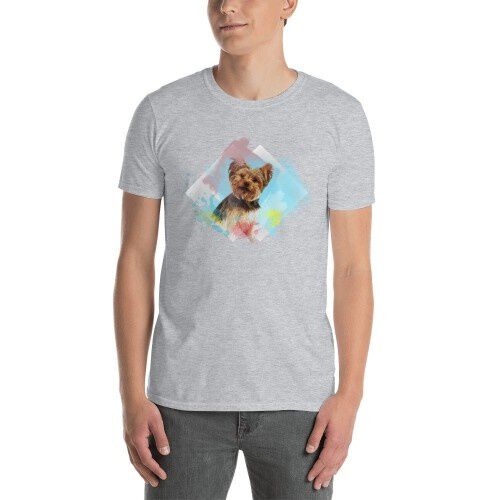 Mascochula camiseta hombre acuarela personalizada con tu mascota gris thumbnail