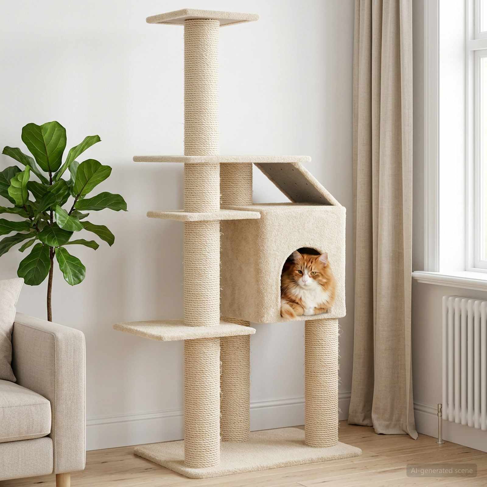 vidaXL &Aacute;rbol para gatos con postes de sisal Torre Gatos Muebles Felinos, , large Imagen numero 2