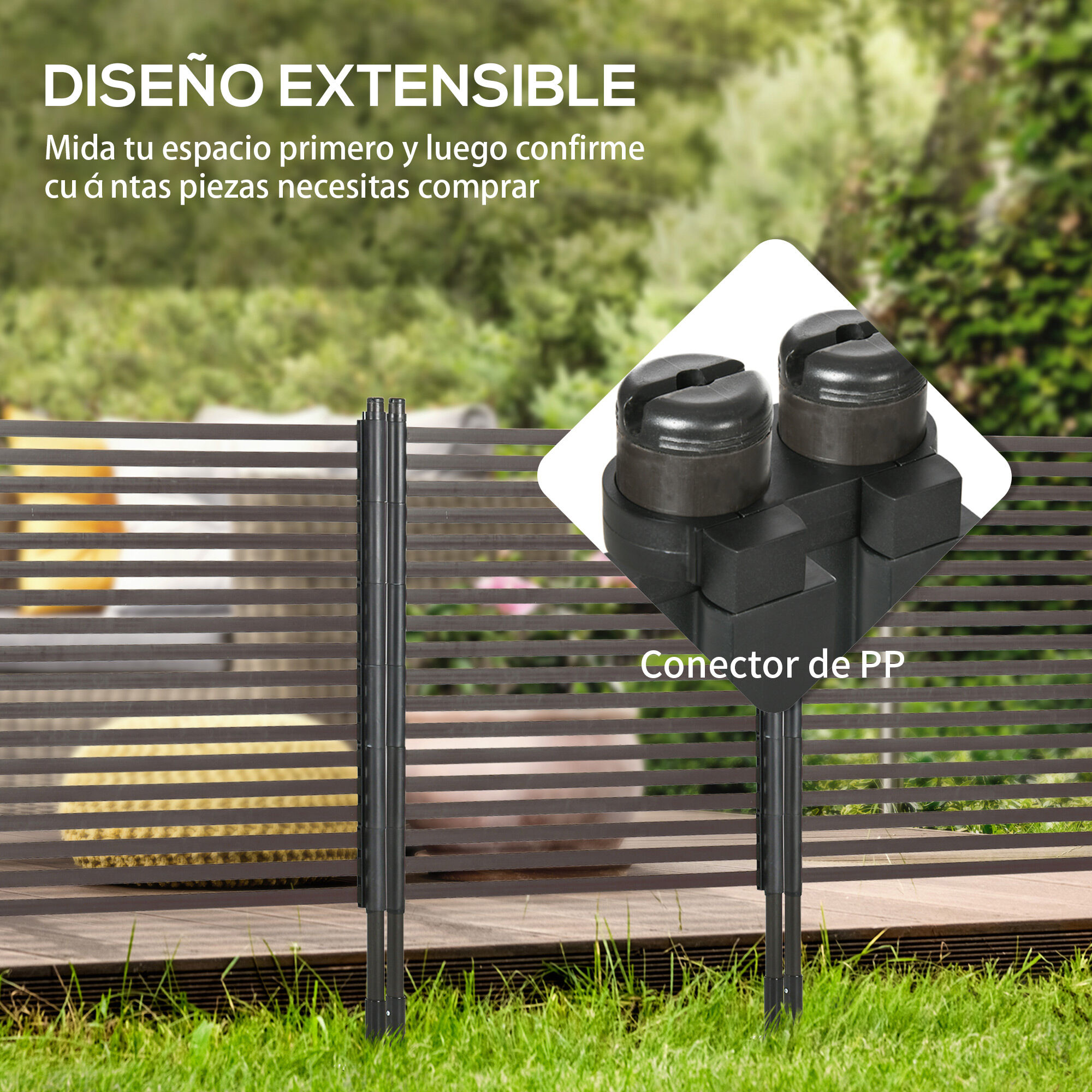 Outsunny Valla de Jard&iacute;n Barrera de Jard&iacute;n Exterior de Acero con Revestimiento de PE con 2 Modos de Instalaci&oacute;n para Plantas Flores Animales 93x22x120 cm Marr&oacute;n, , large Imagen numero 4