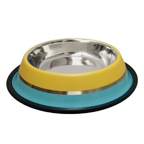 Comedero antideslizante de acero inoxidable azul y amarillo para perros, , large Imagen numero 1