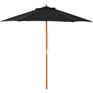 Outsunny Sombrilla Parasol De Madera Para Exterior Negro 
