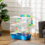 PawHut Jaula para Hámster 59x36x69 cm Casa para Animales Pequeños con Túnel Plataformas Cuenco Bebedero Casita Rampas y Rueda de Ejercicio Azul, , large indicador imagen numero 2