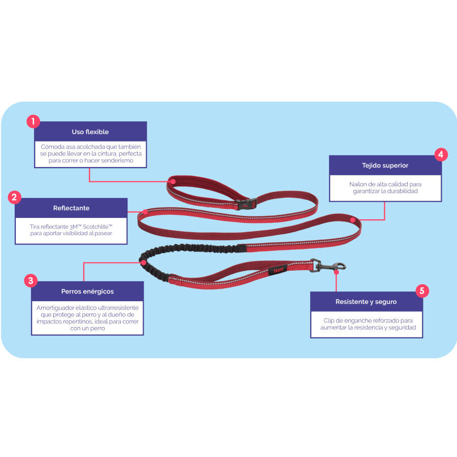 Halti correa de canicross acolchada roja para perros, , large Imagen numero 4