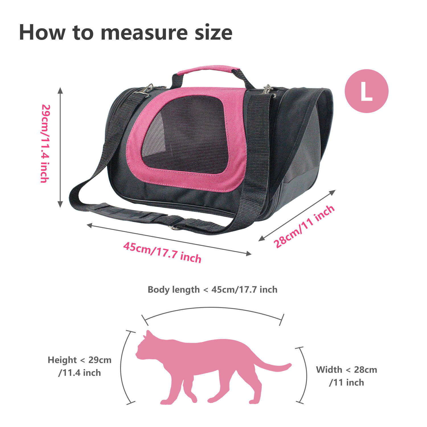 Nobleza -Transportin Gato Perro, Bolsa de Transporte Transpirable para Mascotas, 45*28*29cm transportador de mascotas para Perros/Gatos/Avi&oacute;n Mediano (Rosa), , large Imagen numero 2