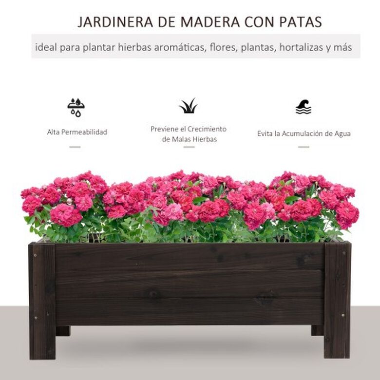 Jardinera de madera maciza rectangular color Marrón thumbnail
