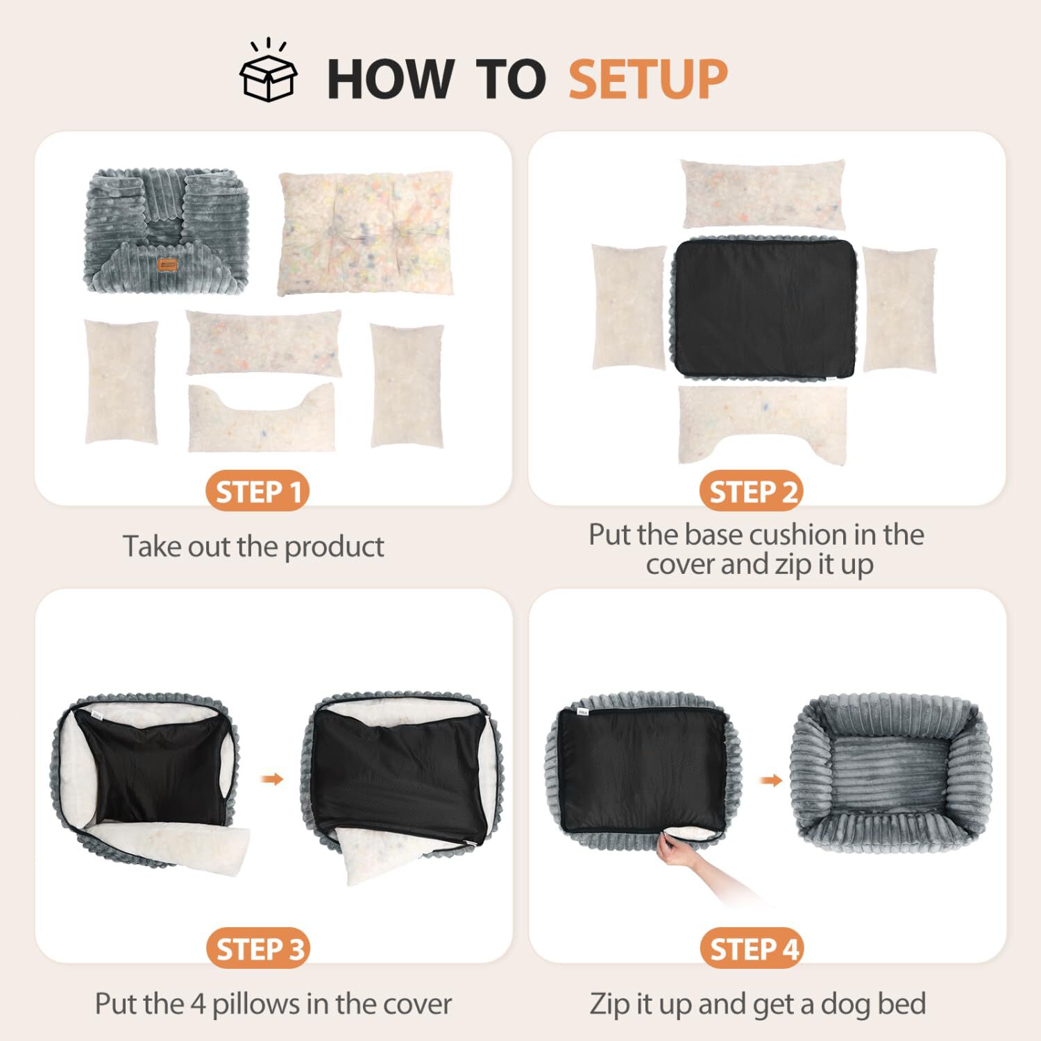 Nobleza Cama para Perro Peque&ntilde;o, Cama de Perro Lavable, 85x75x20cm para Perros con Suave Relleno de Esponja, Fondo Antideslizante, Funda Extra&iacute;ble, Gris, , large Imagen numero 5